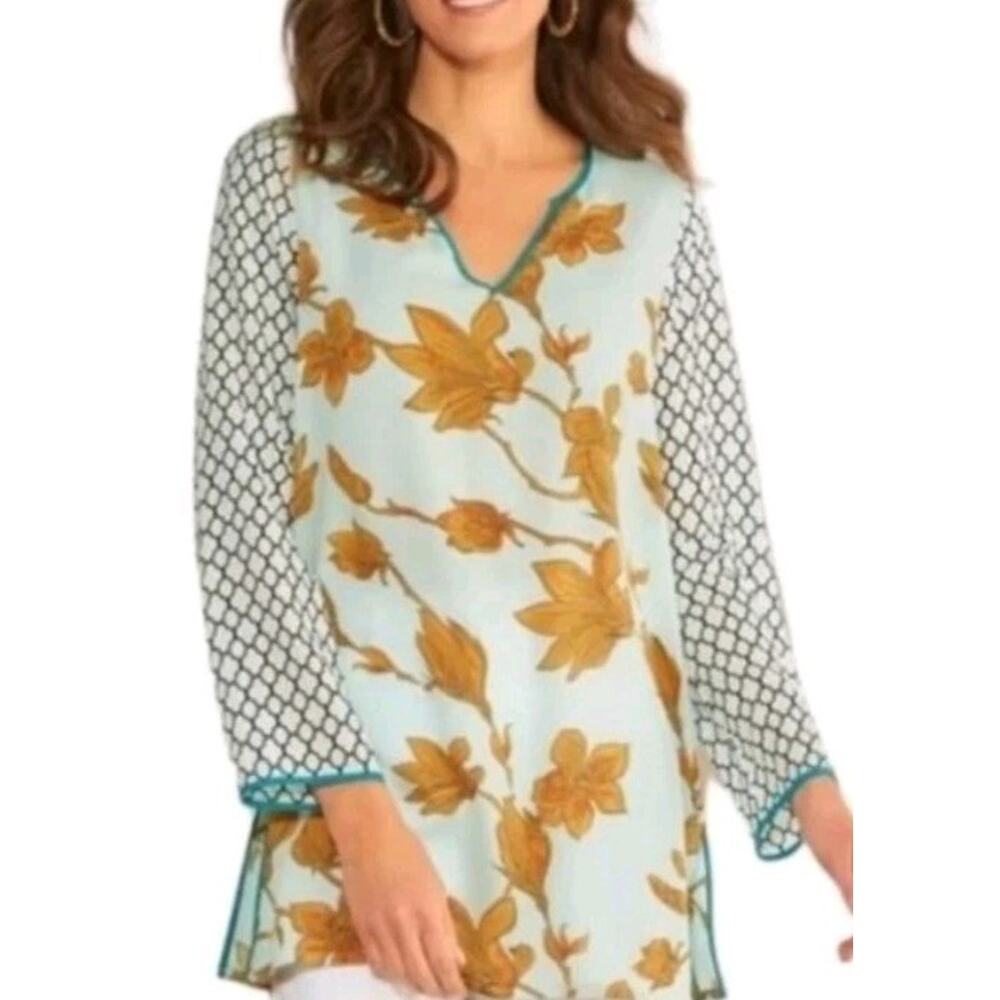 Soft Surroundings Tunic Petite Medium Gold Teal